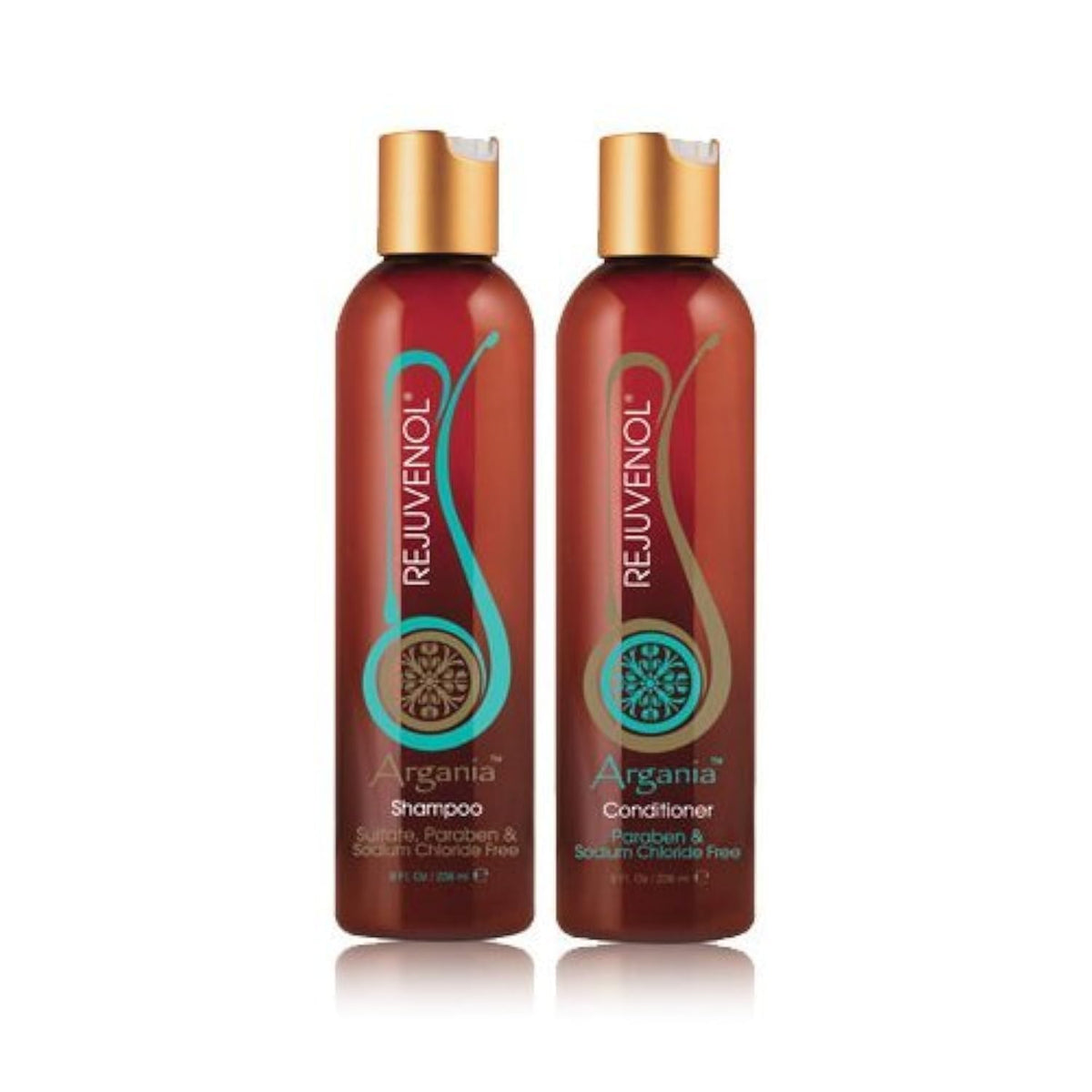 Rejuvenol Argania shampoo and conditioner set bottle for gentle cleansing and conditioning.