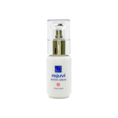 Rejuvi Retinyl Serum bottle close-up for a premium nighttime skincare ritual.