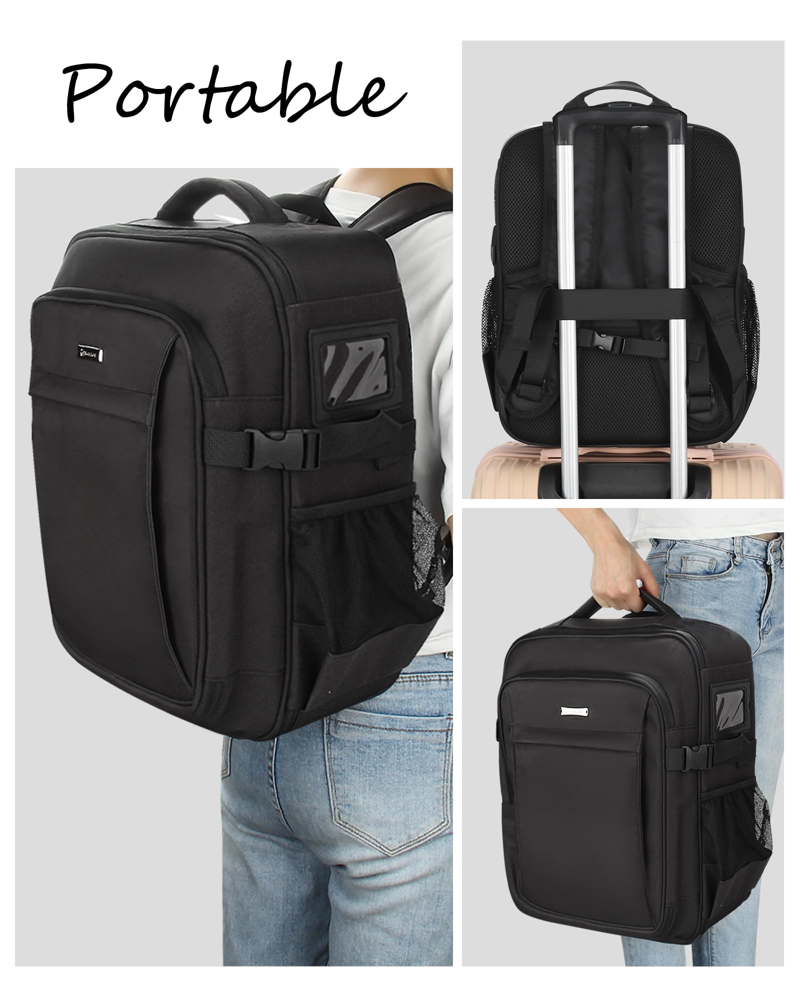 Relavel backpack exterior pockets enable quick access to small items.