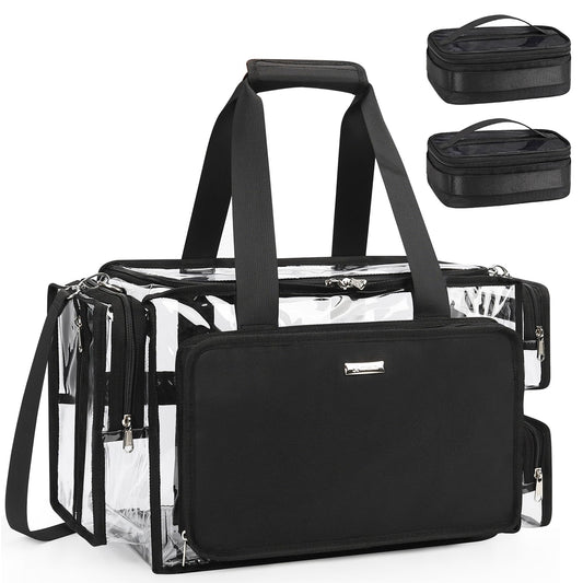 Relavel clear makeup bag with two small pouches for quick visibility and access.
