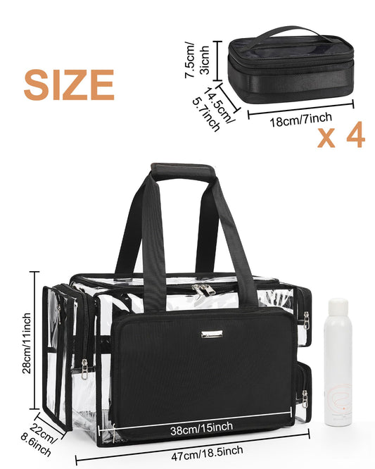 Relavel large-capacity makeup kit helps organize palettes and bottles efficiently.