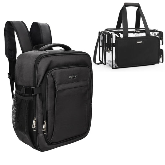 Relavel professional makeup backpack closed view showing durable build for on-the-go artists.