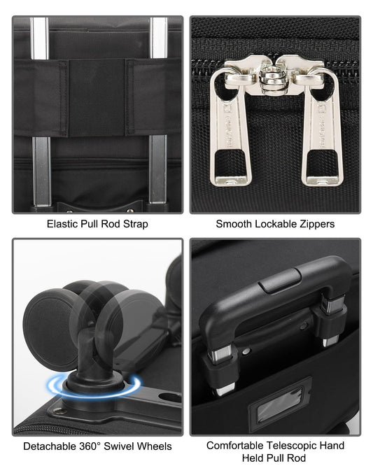 Relavel rolling makeup case side view with smooth 360-degree wheels
