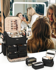 Relavel side pockets for quick-access storage during makeup sessions