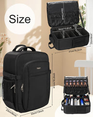 Relavel upper mesh pockets separate cosmetics for fast access.