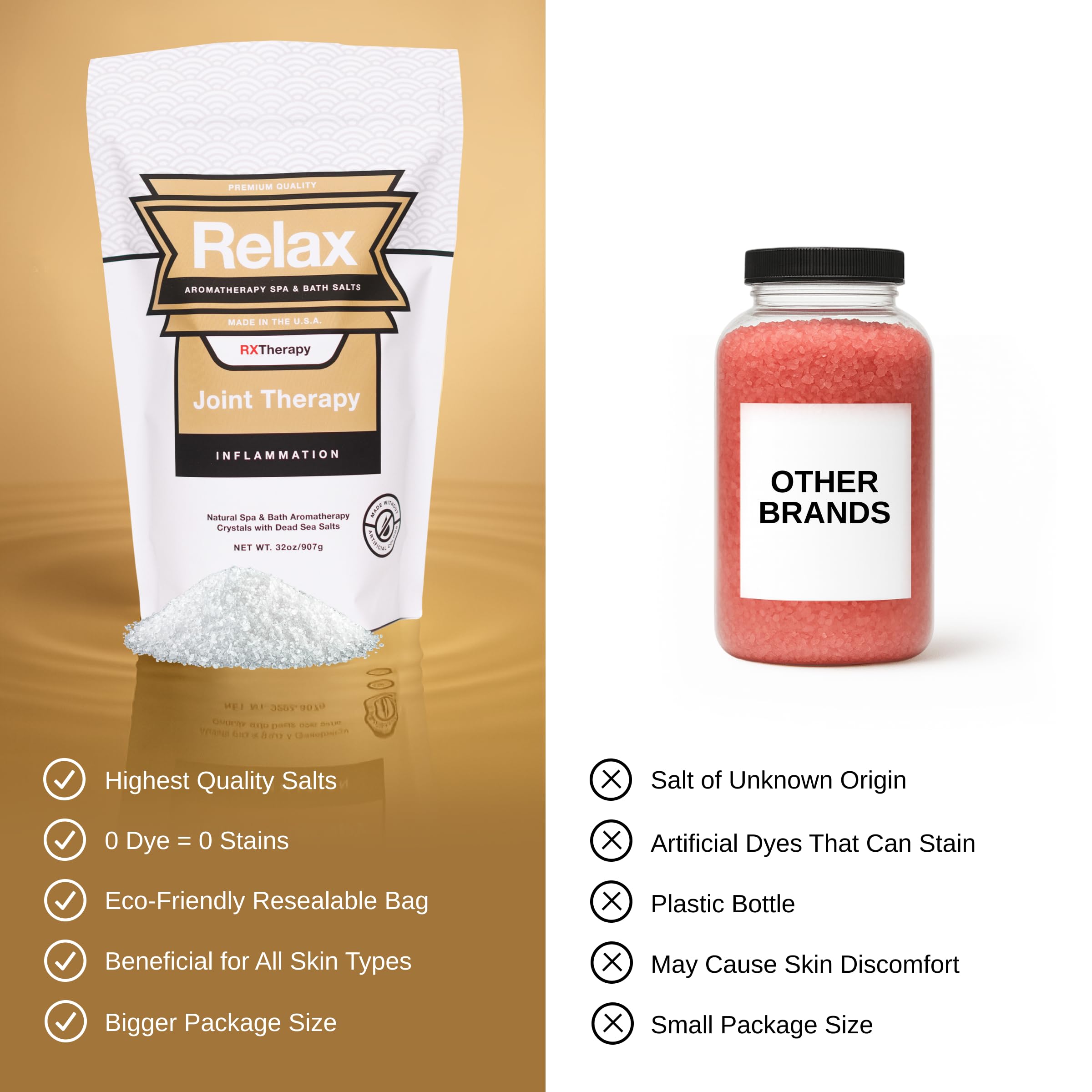 Relax Spa & Bath zip pouch keeps salts fresh and spill-free between uses.