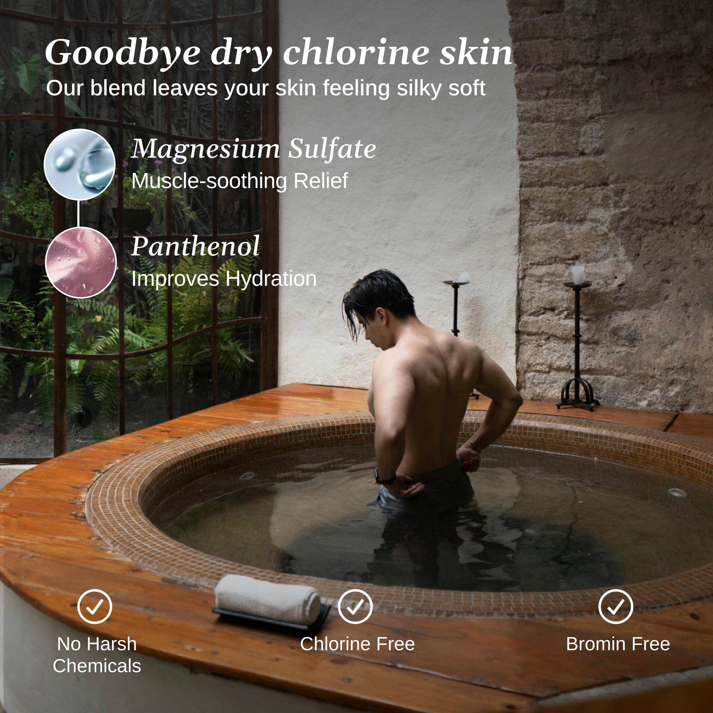 Relax Spa & Bath press-lok closure demonstrates secure, mess-free storage.