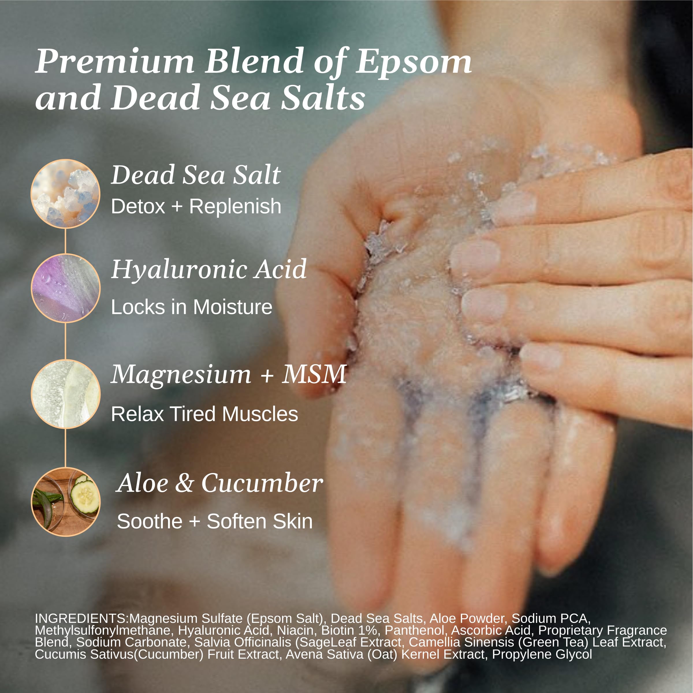 Relax Spa & Bath salts jar close-up highlights the blend for soaking sessions.