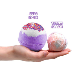Relaxcation 8oz unicorn bath bomb crafted for sensitive skin with natural ingredients.