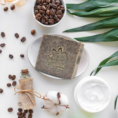 Relaxcation Coffee Scrub Soap Bar moisturized skin finish; leaves soft, hydrated skin.