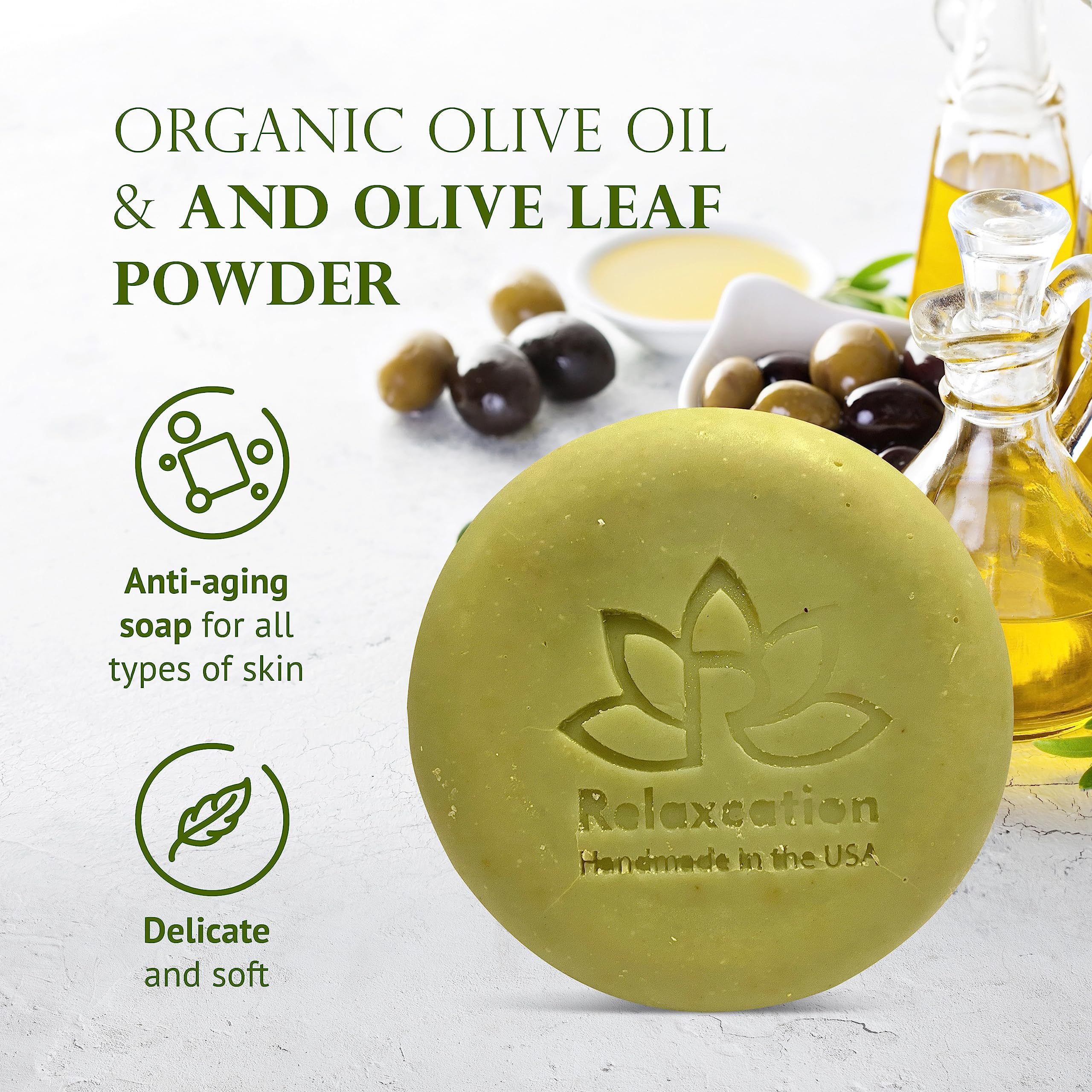 Relaxcation olive-leaf infusion adds natural aroma and a gentle cleansing experience.