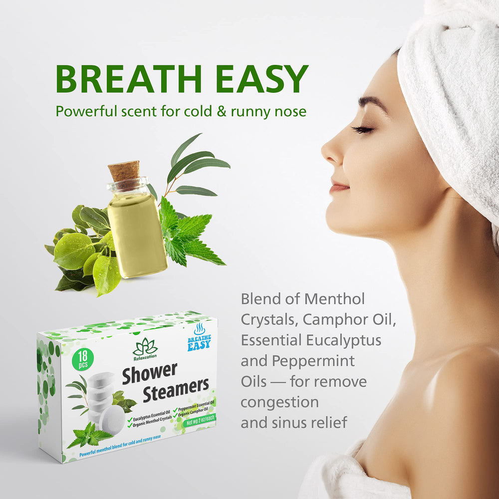 Relaxcation eucalyptus oil steamer delivers a revitalizing shower fragrance.