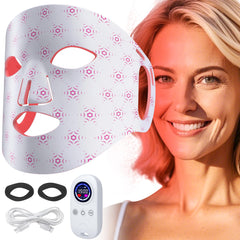 Reluien red light mask on the face with remote for at-home skincare