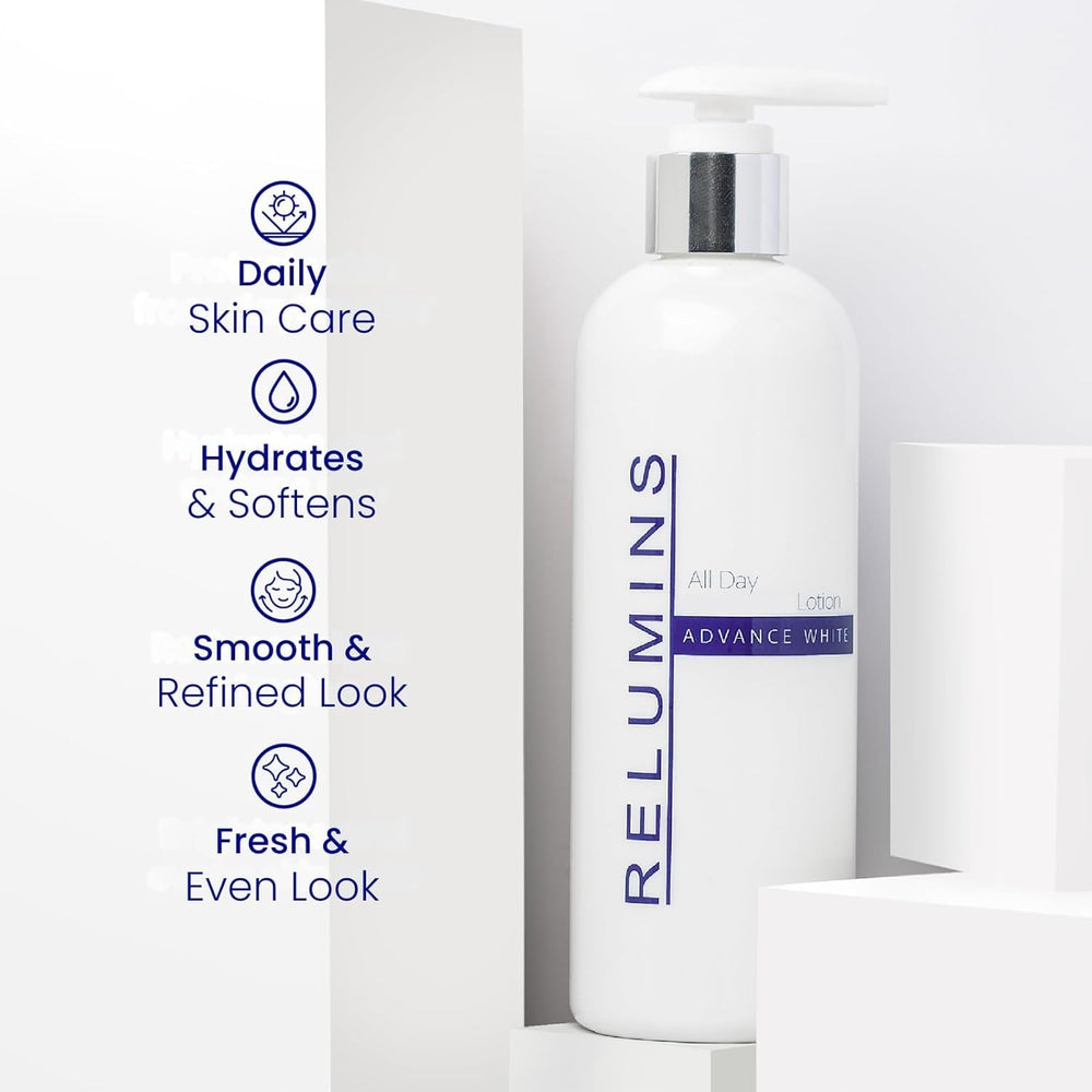 Relumins Advance Day Lotion after-bath application seals in hydration