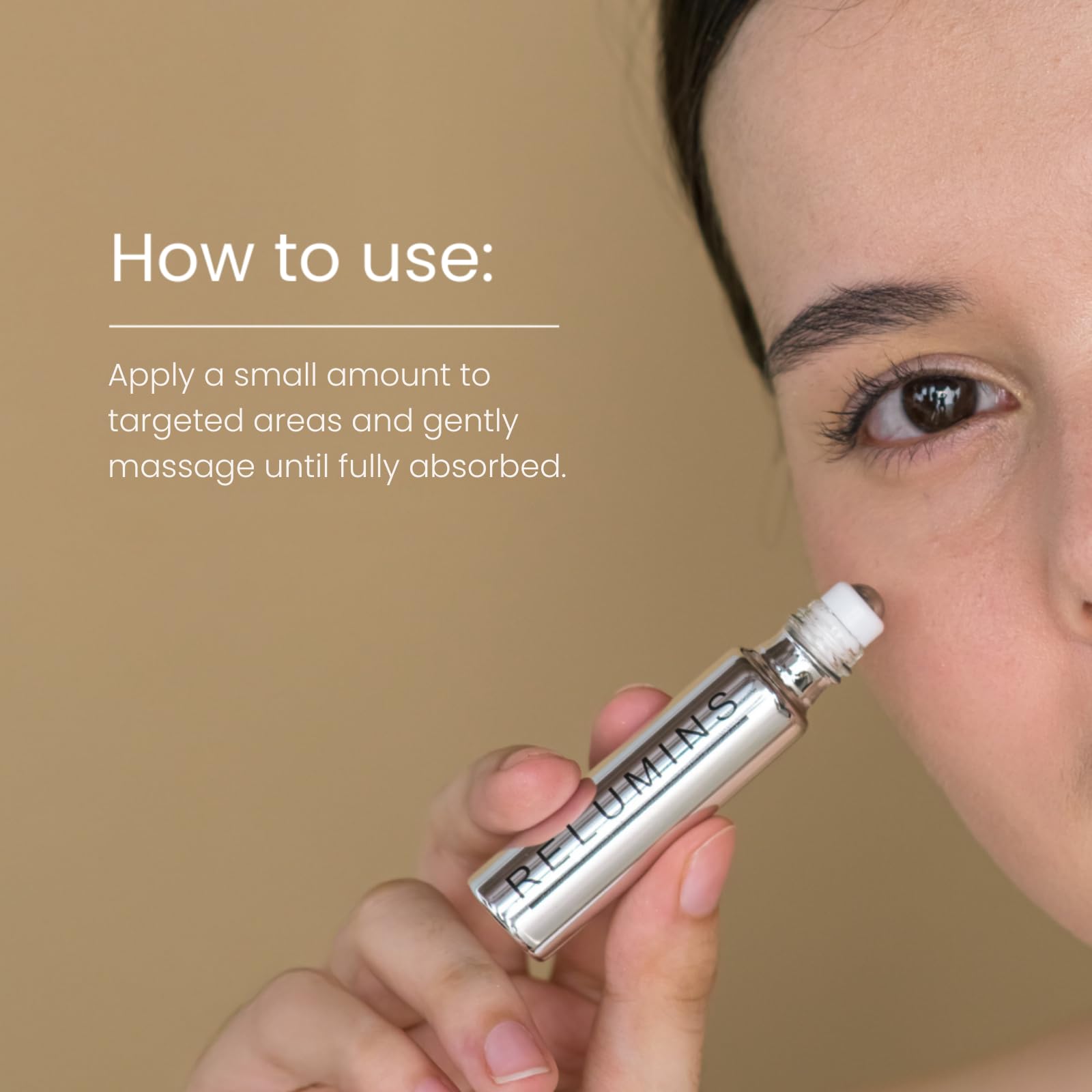 Relumins Advance White On-the-Go Serum ingredient showcase with betaine and glycerin.