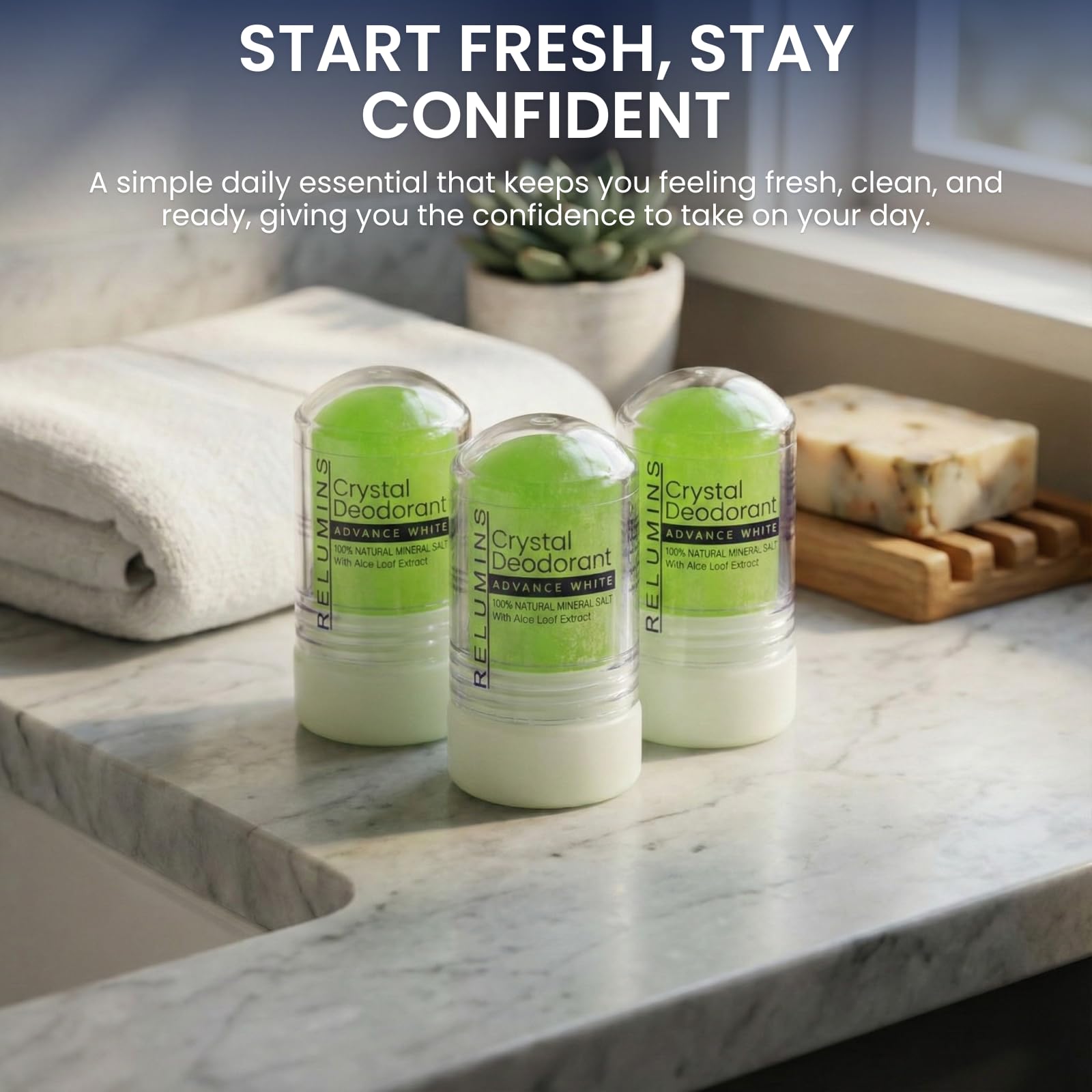 Relumins Aloe Vera Crystal Deodorant non-staining formula during wear