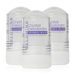Relumins Crystal Deodorant packaging shows a fragrance-free mineral salt option for daily freshness.