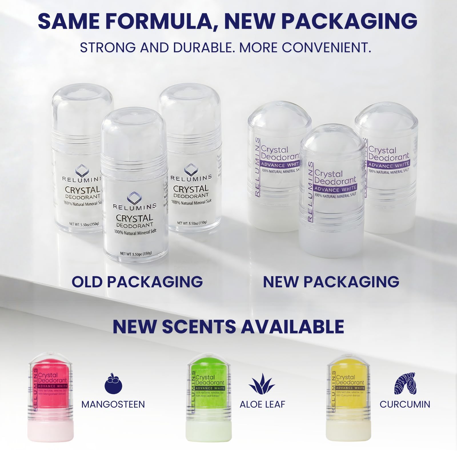 Relumins Cucurmin Crystal deodorant clear formula feels light on skin