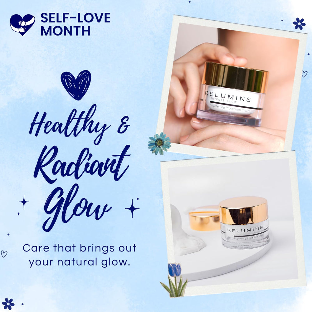 Relumins Intense Glow Daily Protection Cream jar closeup highlights smooth texture for everyday use.