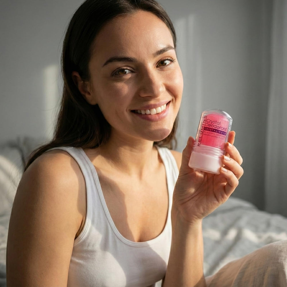 Relumins Mangosteen Crystal Deodorant mango scent adds a light, refreshing aroma.