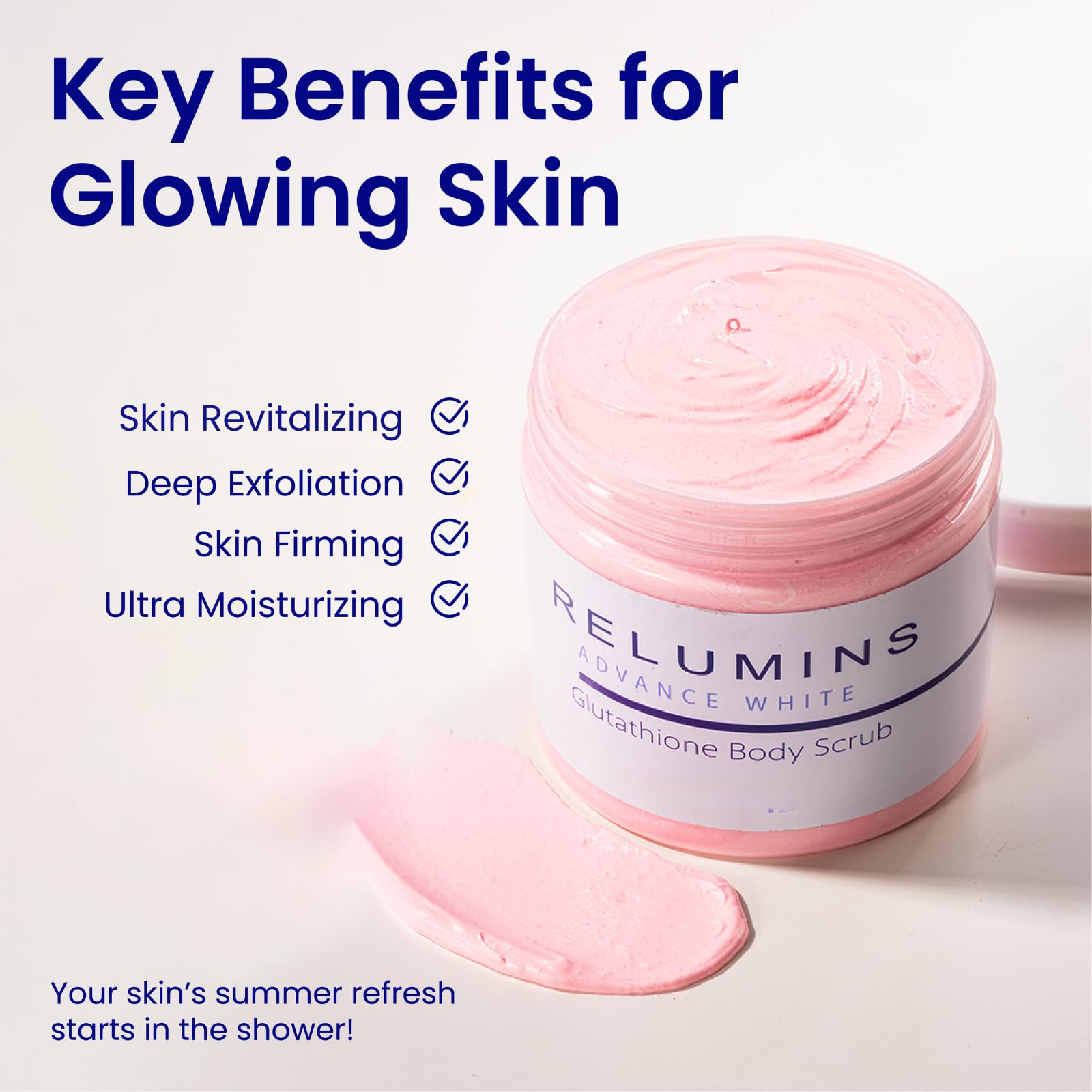 Relumins Premium Summer Body Scrub rosehip fruit imagery