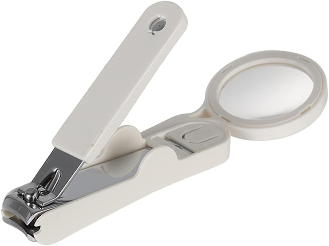 Remedic magnifier handle on ergonomic clipper, comfortable grip for easier nail trimming.