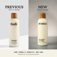Remilia Green Goddess bottle pour showing easy application for smooth hair