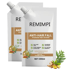 Remimpi Anti Hair Loss Shampoo two-pack on shelf for routine use.