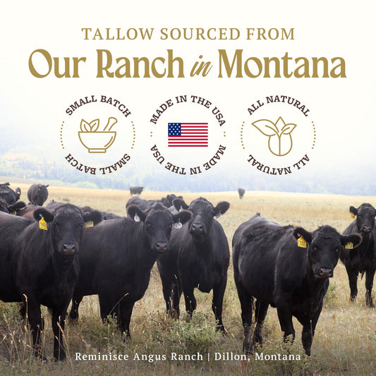 Creamy texture close-up of Reminisce Angus Ranch balm for deep, non-greasy hydration.