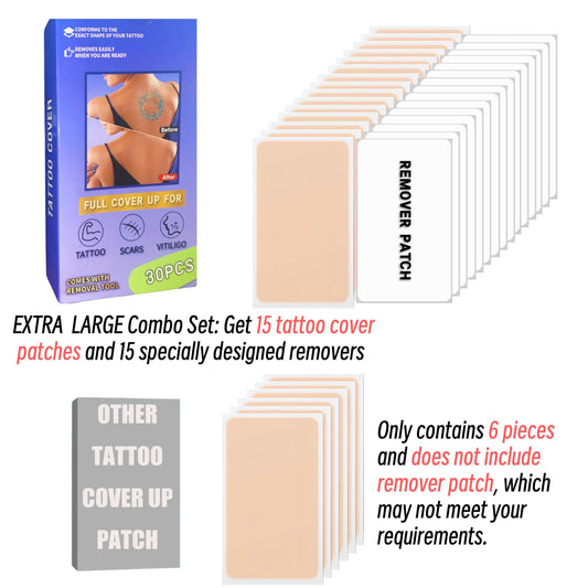 Remover sticker for tattoo cover-up patch enabling gentle removal.