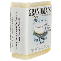Remwood- Grandmas Pure Lye Soap Bar close-up texture, 6 oz.