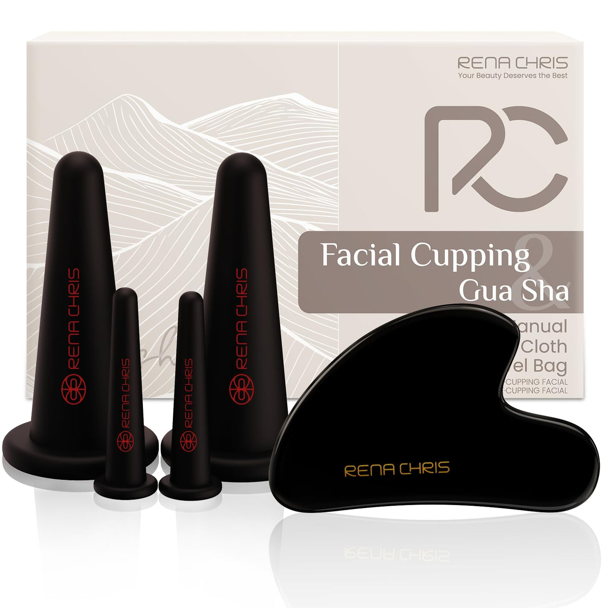Rena Chris silicone facial cups for gentle facial massage and de-puffing