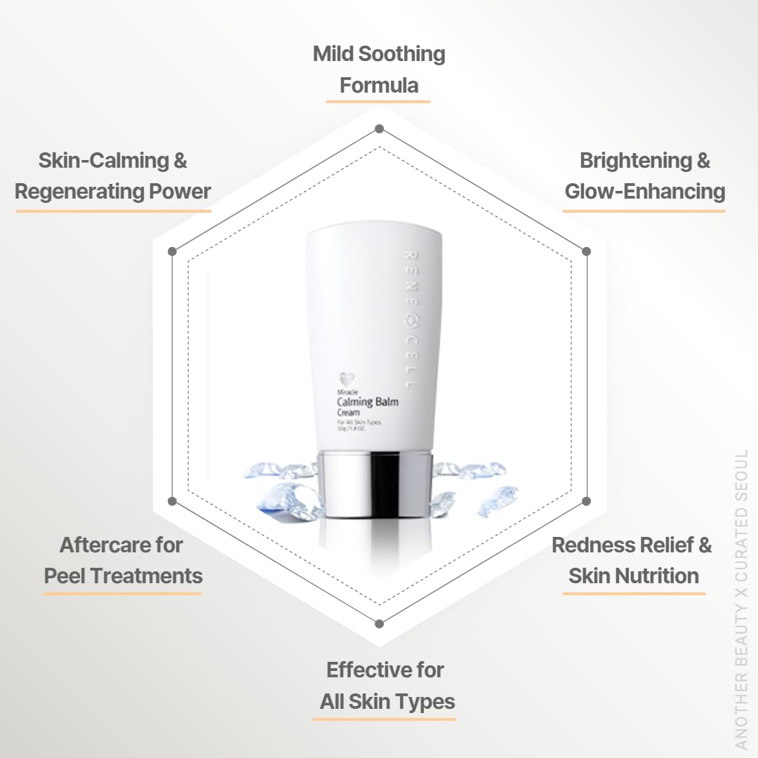 RENECELL Calming Balm application swirl demonstrating easy blend for natural finish.