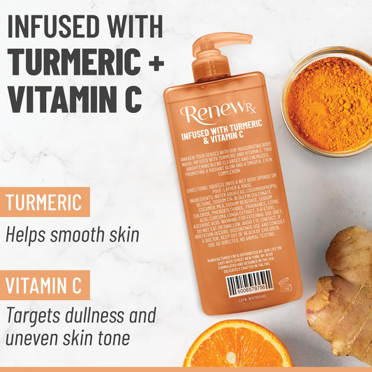 RENEW RX creamy lather radiating body wash pictured for luxurious cleansing