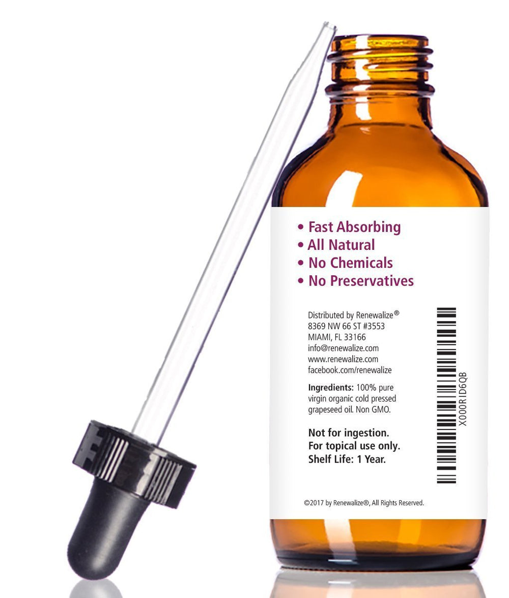 Renewalize Grapeseed Oil applied to skin for moisture and glow.