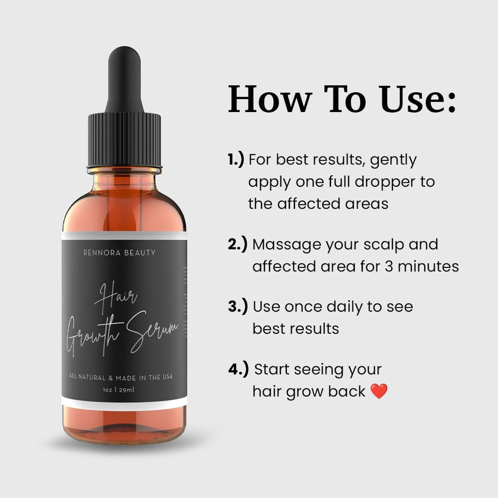 Rennora Hair Growth Serum ingredient closeup highlights peppermint, nettle, rosemary for healthy scalp support.