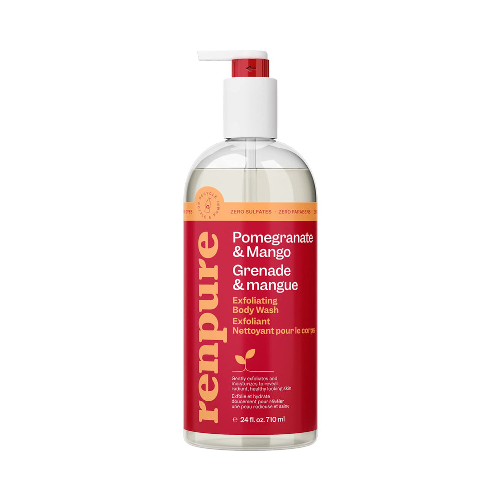 Renpure Pomegranate & Mango body wash bottle for refreshing daily cleanse.