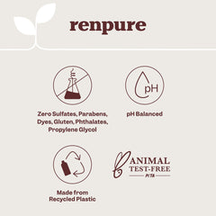Hand applying Renpure body wash for everyday cleansing.