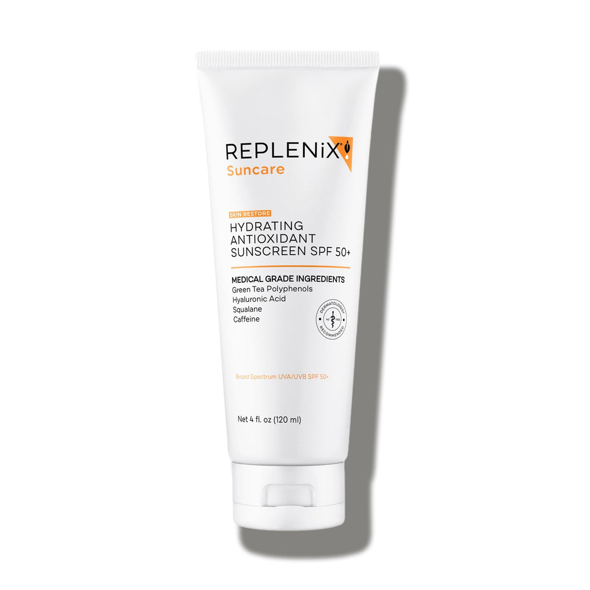 Replenix Antioxidant Hydrating Sunscreen bottle front view with broad-spectrum protection