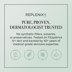 Morning routine with Replenix eye cream to address darkness and fine lines.