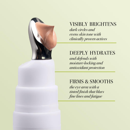Applying Replenix eye cream under the eye for hydration and refreshed look.