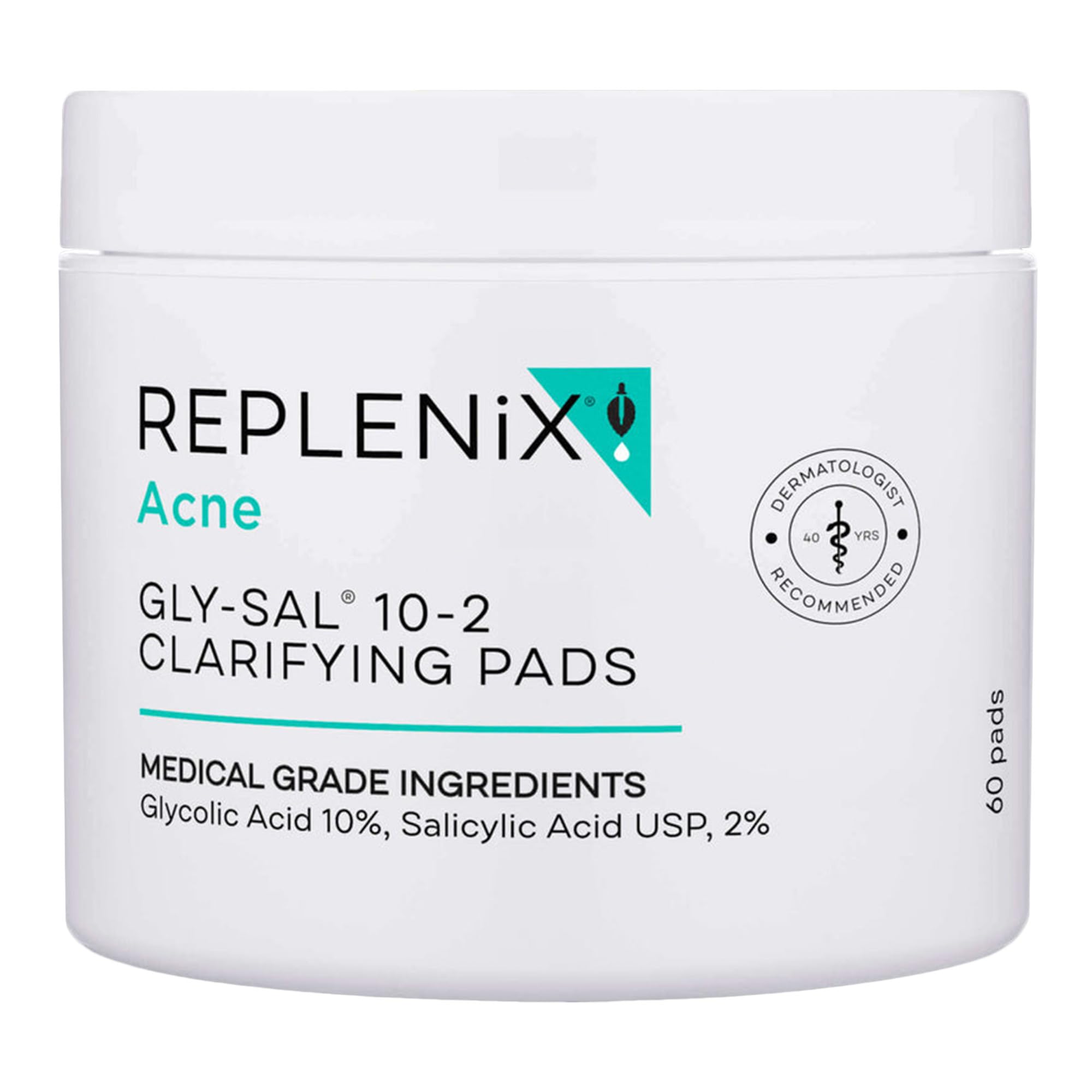 Replenix Gly-Sal Clarifying Pads pack front for easy, daily pore-clearing exfoliation.