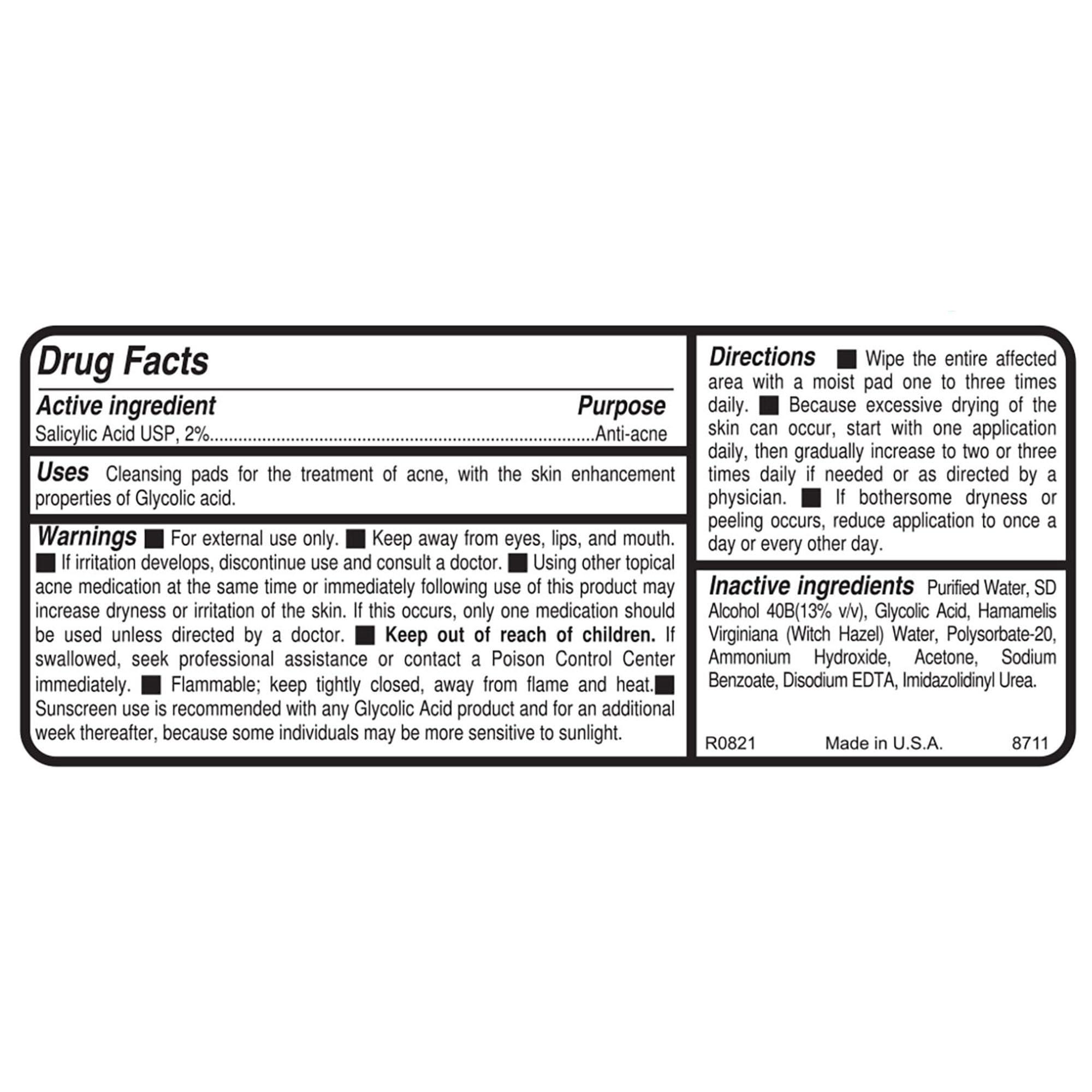 Replenix Gly-Sal Clarifying Pads packaging and label highlighting acids.