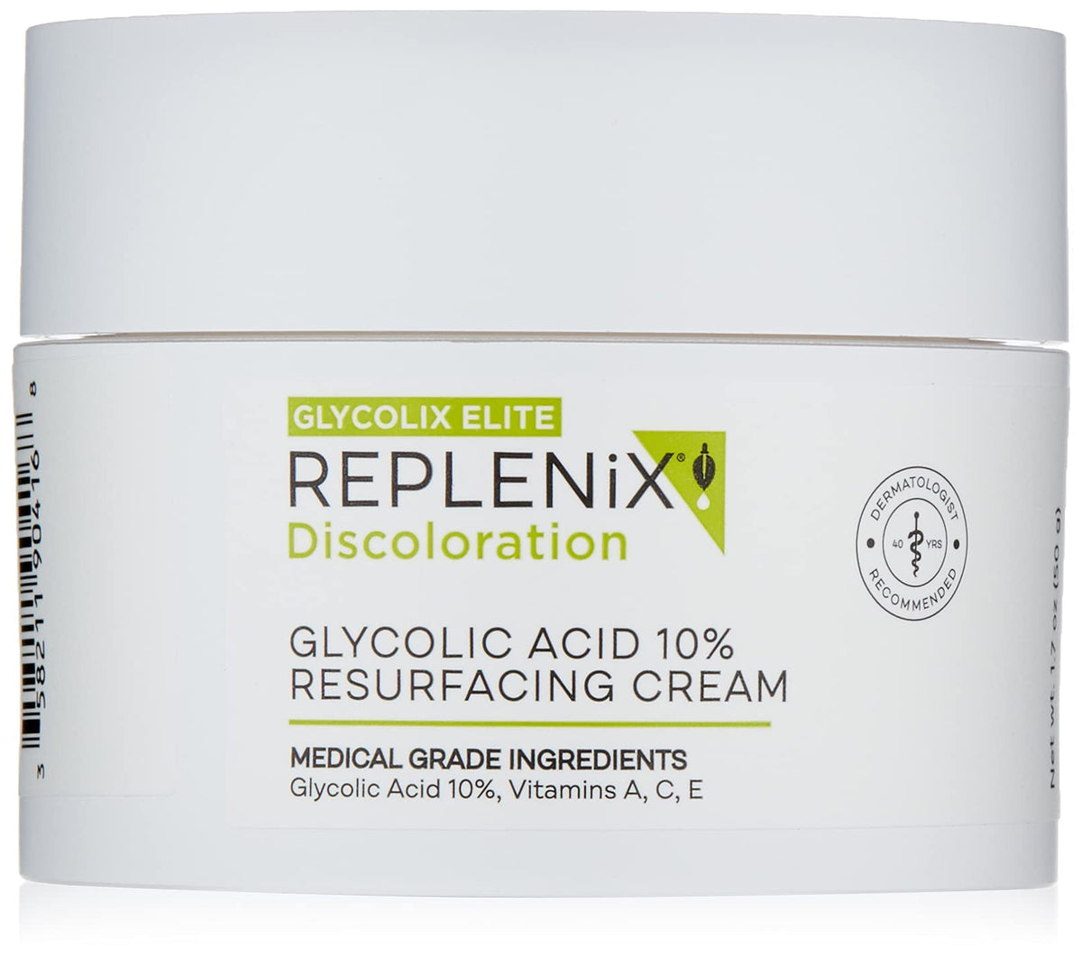 Replenix Glycolic Acid 10% bottle close-up highlighting premium packaging and clarity
