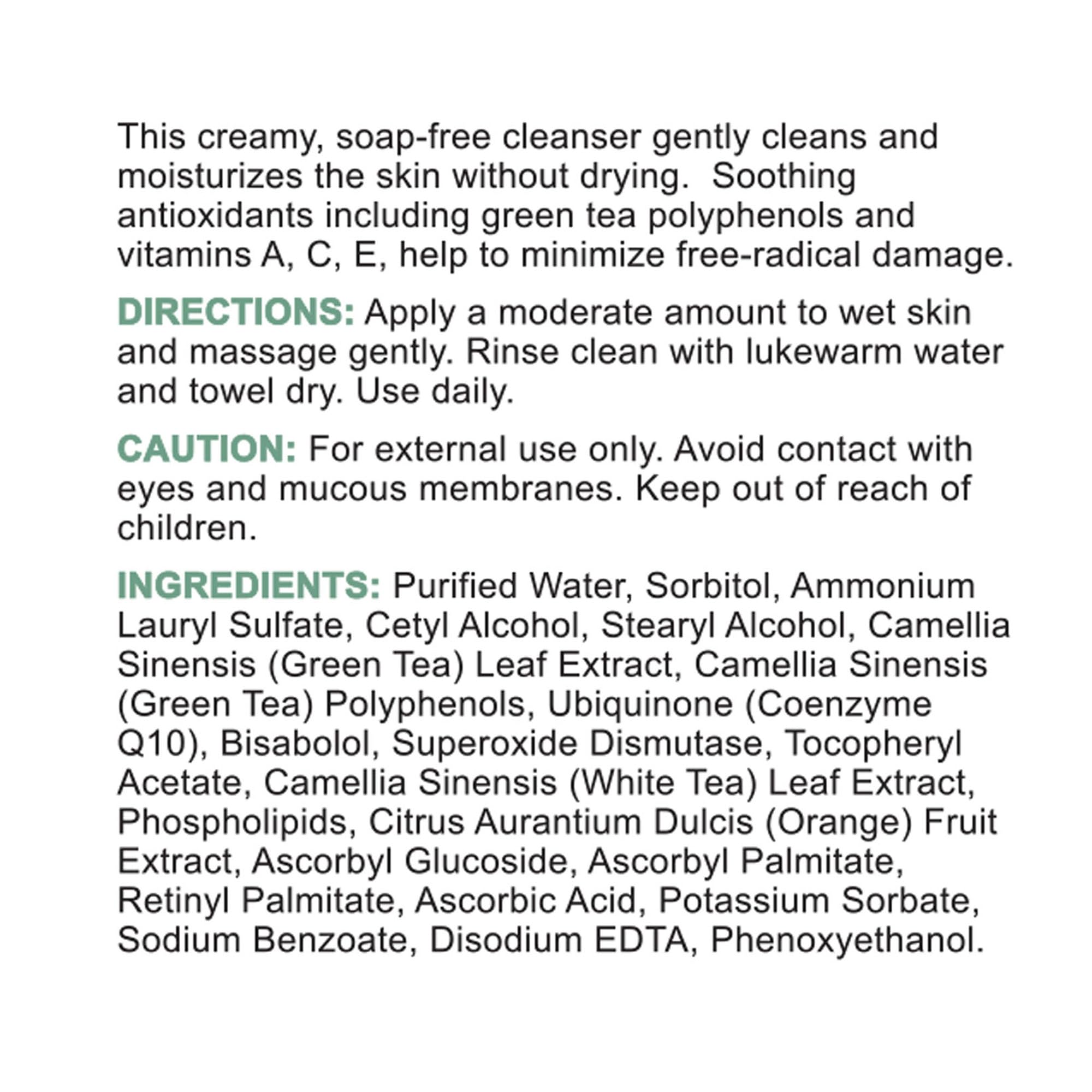 Replenix Green Tea Gentle Cleanser recommended for morning and evening use.