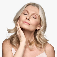 Replenix lifting-neck-cream application on neck demonstrates gentle massage absorption.