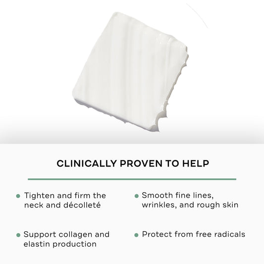 Replenix lifting-neck-cream texture close-up shows smoothing and hydration.