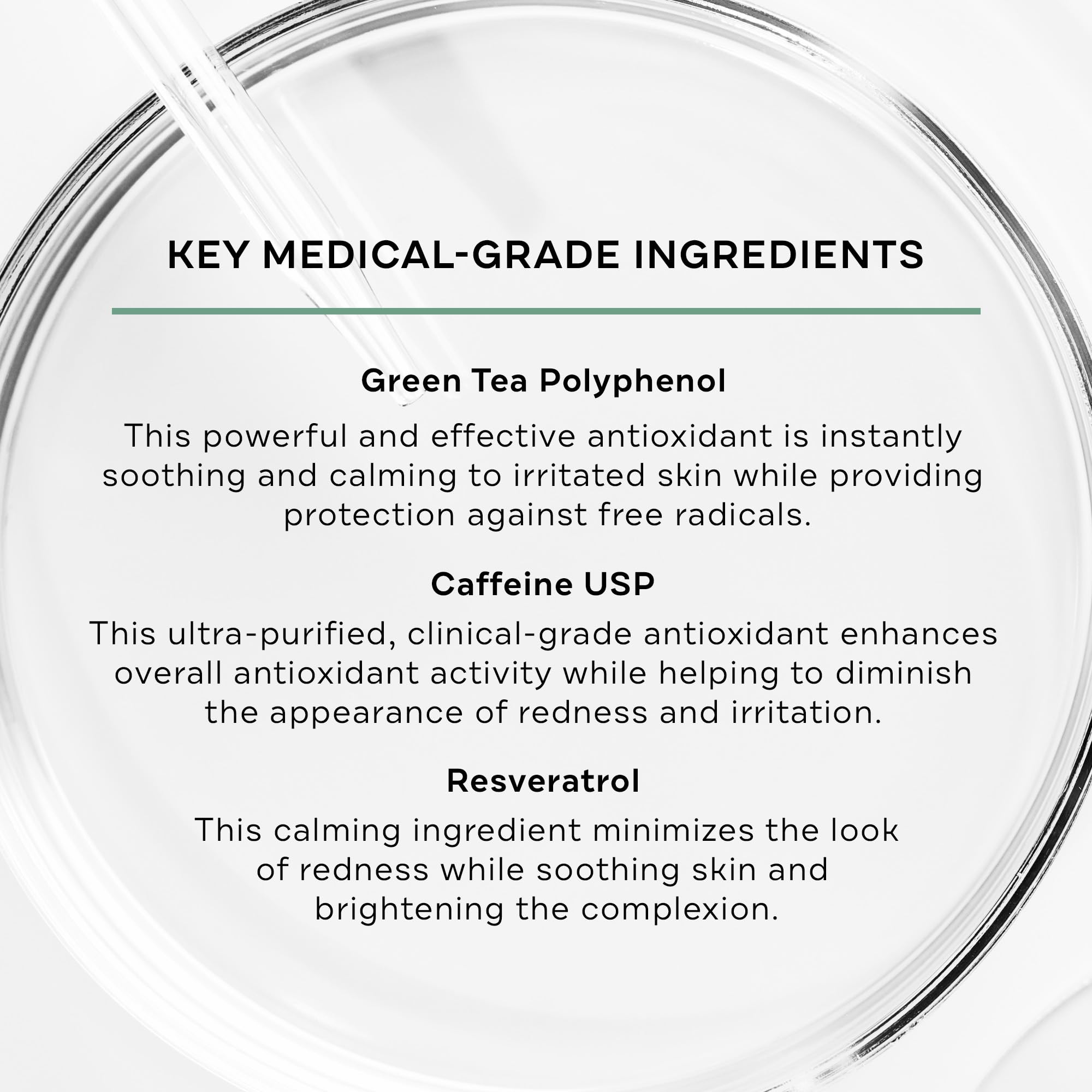 Replenix serum with green tea polyphenols soothes irritated skin.