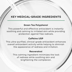 Replenix serum with green tea polyphenols soothes irritated skin.