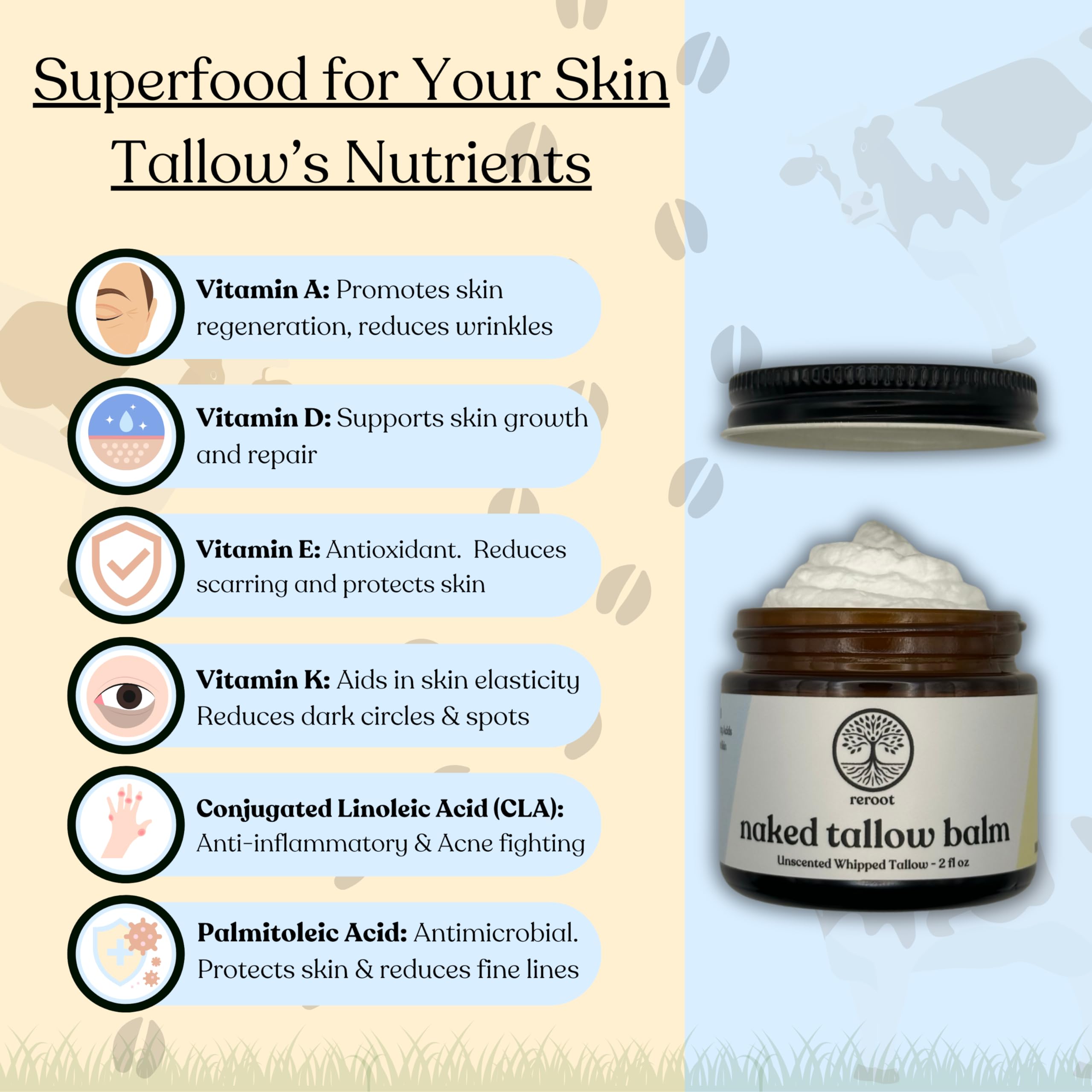 Naked Tallow Balm applied to elbows and heels for dry-skin relief.